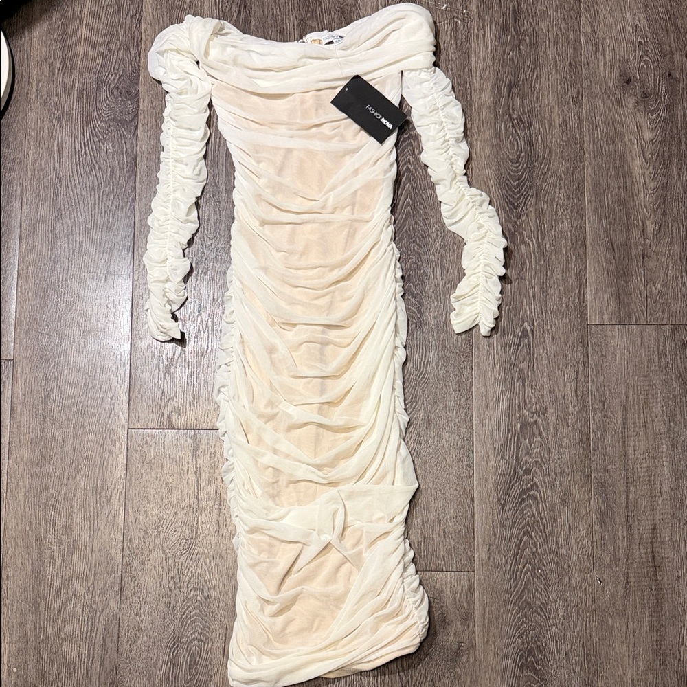Elegant Cream Oh Polly Ruched Dress